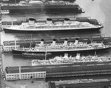 1939 Ocean Liners in New York City Harbor Photo Print