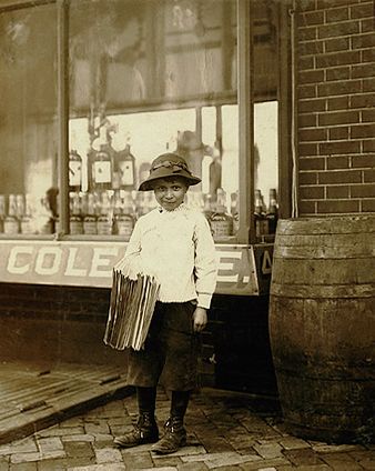 9 Year-Old Newsboy 1910 Photo Print