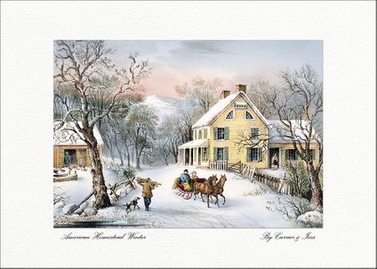 American Homestead Winter - Currier & Ives Individual Fine Art Christmas Cards