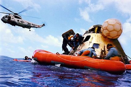 Apollo 12 Alan Bean Recovery w/ Helicopter Photo Print