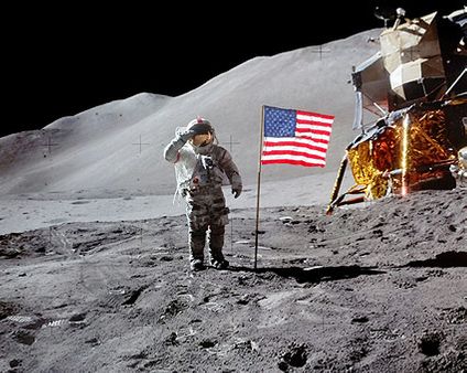 Apollo 15 Astronaut David Scott U.S. Flag Photo Print for Sale