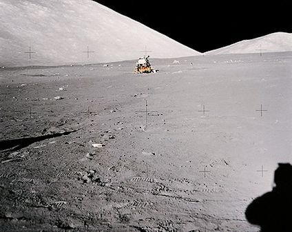 Apollo 17 Astronaut Shadow & LM on Moon Photo Print