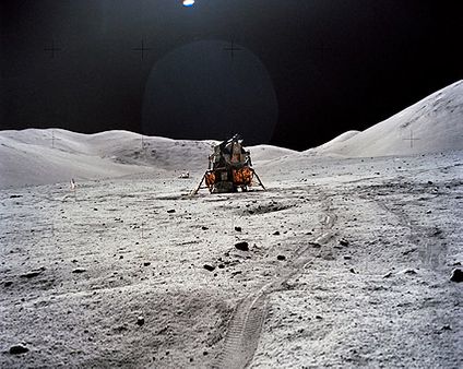 Apollo 17 Lunar Module & Rover Tracks Moon Photo Print
