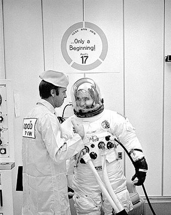 Apollo 17 Schmitt Suit Up w/ Shepard NASA Photo Print