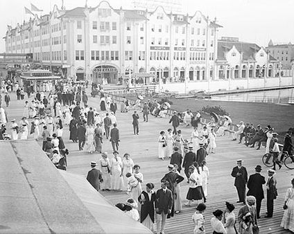 Asbury Park Boardwalk Crowds NJ Early 1900s Photo Print