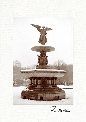 Bethesda Fountain Angel Central Park NYC Personalized Holiday Cards