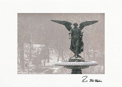 Bethesda Fountain Angel in Snow - Personalized NYC Christmas Cards