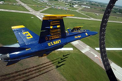 Blue Angels Jet No. 3 Over Runway Photo Print