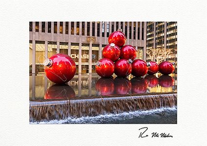 CHASE 1251 Sixth Ave Red Ornaments - Boxed Fine Art NYC Christmas Cards
