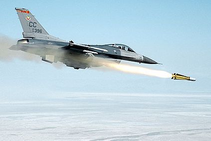 F-16 Fighting Falcon Fighter Fires Missile Photo Print
