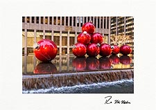 Giant Red Ornaments 1251 Sixth Ave - Personalized NYC Christmas Cards