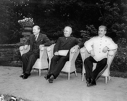 Harry Truman w/ Attlee & Stalin WWII Photo Print