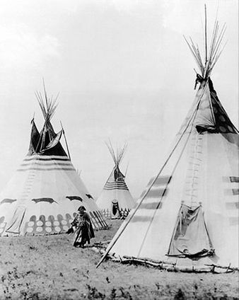 Indian Woman in Blood Camp with Tipis 1913 Photo Print
