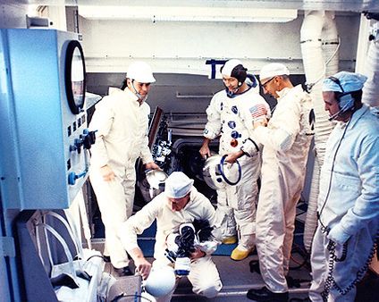 NASA Apollo 9 Astronaut Flight Crew Suit Up Photo Print