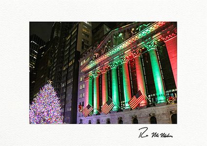 NYSE Christmas Tree and Lights - Wall Street Boxed Fine Art Christmas Cards
