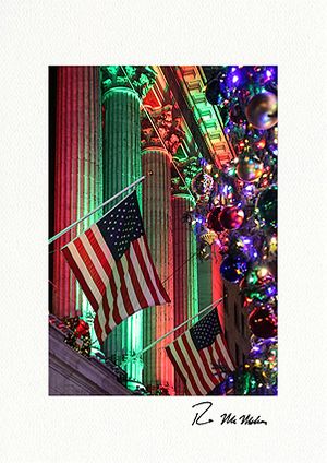 NYSE Flags and Ornaments - Wall Street Individual Fine Art Christmas Cards