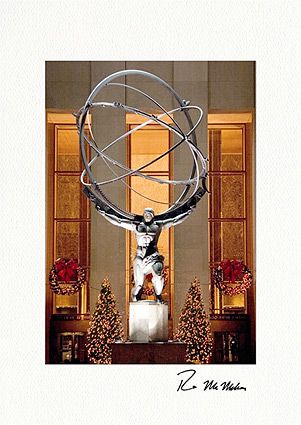 Personalized Atlas Rockefeller Center New York City Christmas Cards