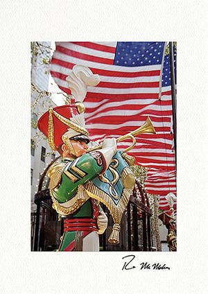 Personalized Patriotic Bugle Boy Holiday Greeting Cards