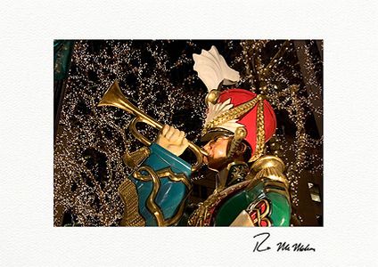 Personalized Rockefeller Center Wooden Soldier Night Christmas Cards