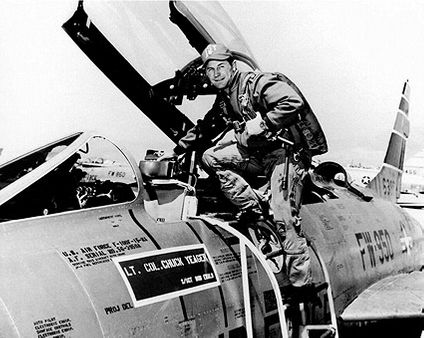 Pilot Chuck Yeager & F-100 Super Sabre Photo Print