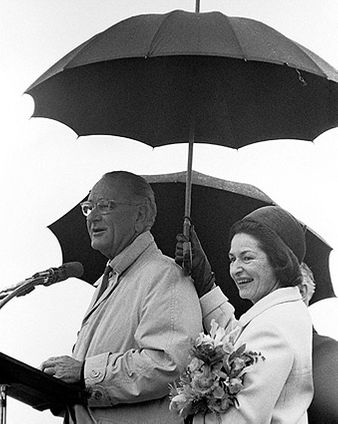 Pres. Lyndon & Lady Bird Johnson in Rain Photo Print