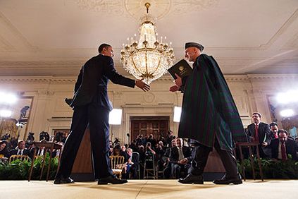 President Obama & Afghan President Karzai Press Conference Photo Print