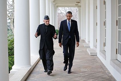 President Obama with Afghan President Karzai Photo Print