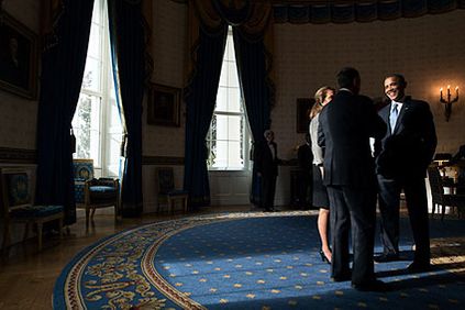 President Obama with Speaker John Boehner at White House Photo Print