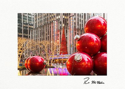 Radio City Ornaments Fountain - Individual Fine Art NYC Christmas Cards