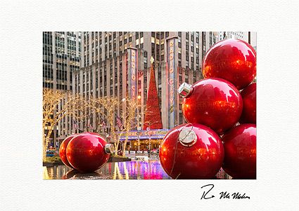 Radio City Ornaments Fountain - Personalized NYC Christmas Cards