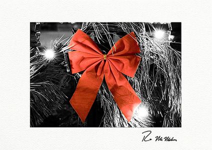 Red Christmas Bow Individual Holiday Cards