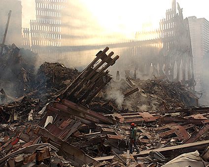 Rescue Worker Among Ruins 9/11 Photo Print