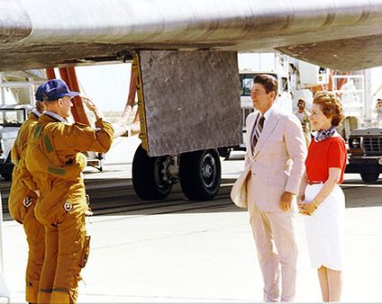 Ronald Reagan Saluted by Shuttle Crew Photo Print