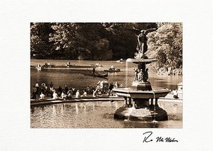 Sepia Summer Bethesda Fountain Angel Central Park NYC Greeting Cards