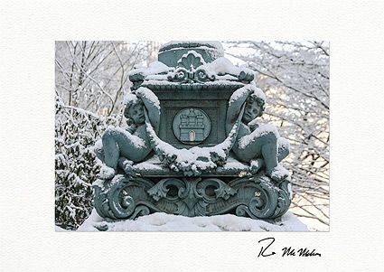 Snow Covered Cherubs, Central Park NYC Personalized Christmas Cards