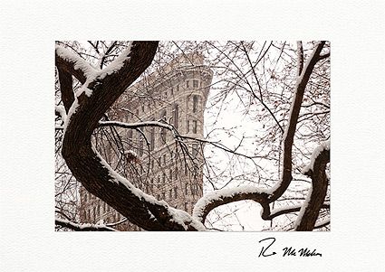 The Flatiron Building Snowy Detail - NYC Personalized Holiday Cards