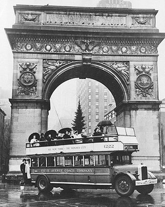 Tour Bus at Washington Square Park Arch Photo Print