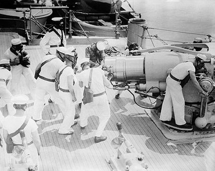 U.S. Navy Gun Crew with Gas Masks 1925 Photo Print
