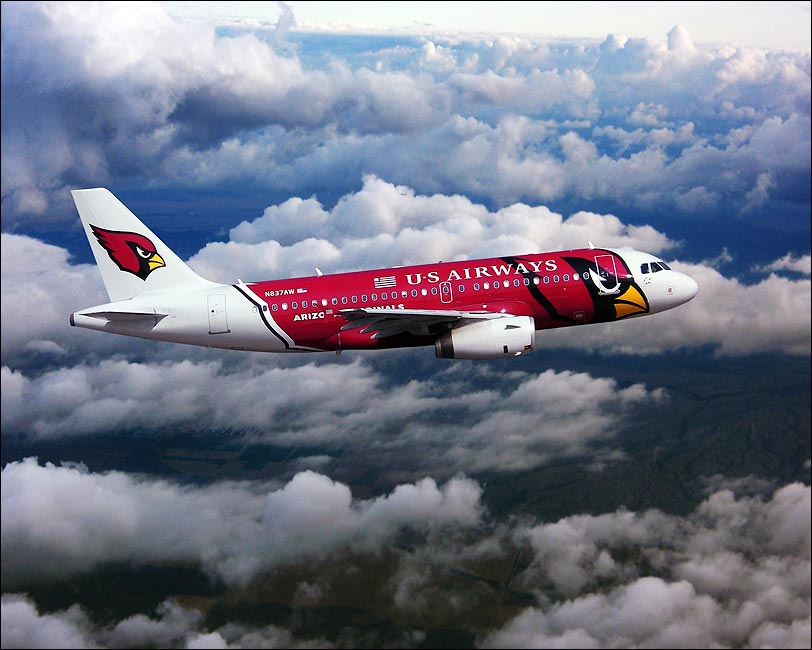 US Airways Airbus A319 Arizona Cardinals Plane Photo Print for Sale