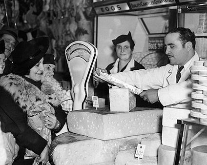 Vendor Slicing Cheese at First Avenue Market  Photo Print