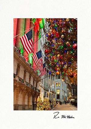 Wall Street Christmas Lights - Boxed Fine Art NYC Christmas Cards