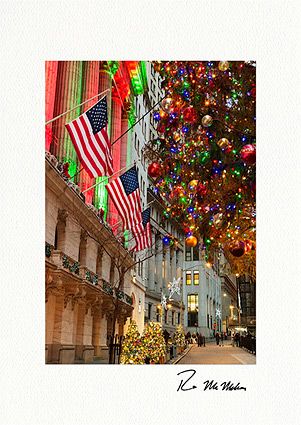 Wall Street Christmas Lights - Personalized NYC Christmas Cards