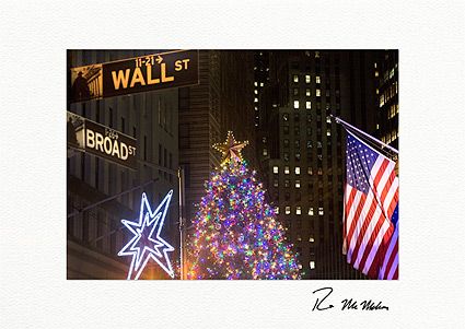Wall Street Christmas Tree - Personalized NYC Christmas Cards