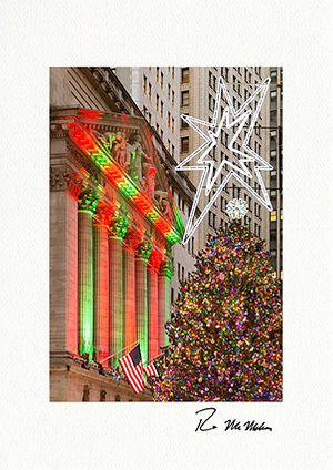 Wall Street Stock Exchange Lights - Boxed Fine Art NYC Christmas Cards