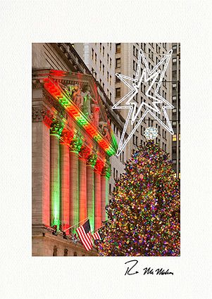Wall Street Stock Exchange Lights - Personalized NYC Christmas Cards