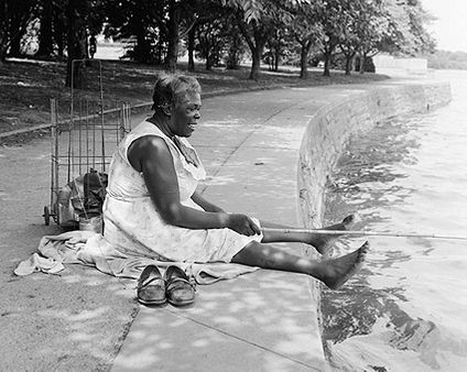 Woman Fishing Tidal Basin, Toni Frissell Photo Print