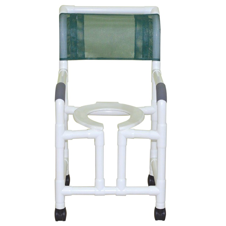 PVC Shower Chair by MJM, 18" Wide Vertical Open Front, 3" Twin Nylon