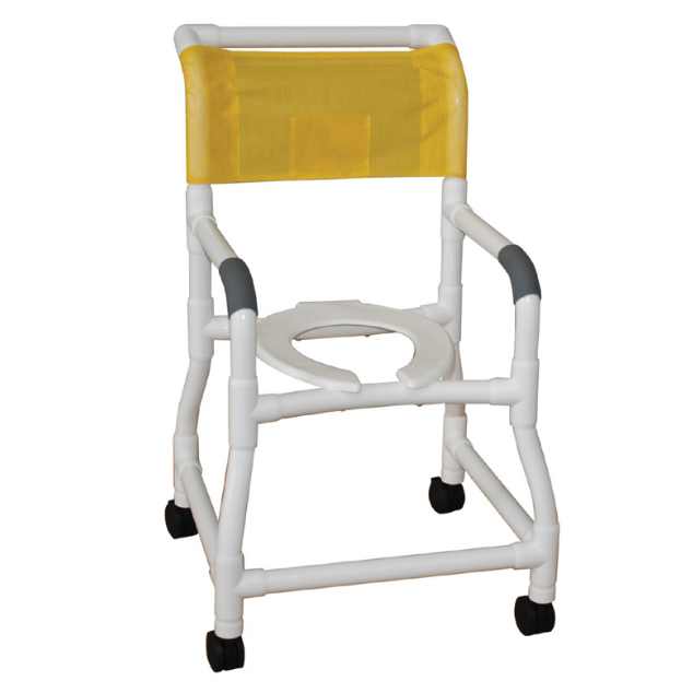 PVC Shower Chair by MJM, 18" Wide with Flared Base, 3" Twin Nylon Rust