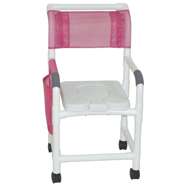 PVC Shower Chair by MJM, 18" Wide, with Soft Seat and Removable Center