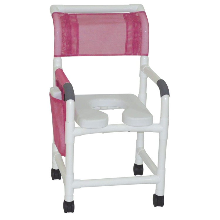 PVC Shower Chair by MJM, 18" Wide, with Soft Seat and Removable Center